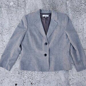 Kasper Women Blazer Two Button Long Sleeve Gray Coat Jacket Size 16